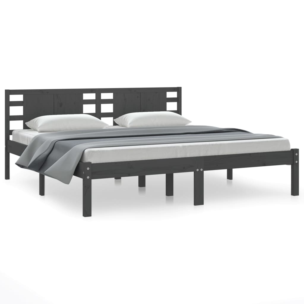 Okvir za krevet od masivne borovine sivi 200 x 200 cm