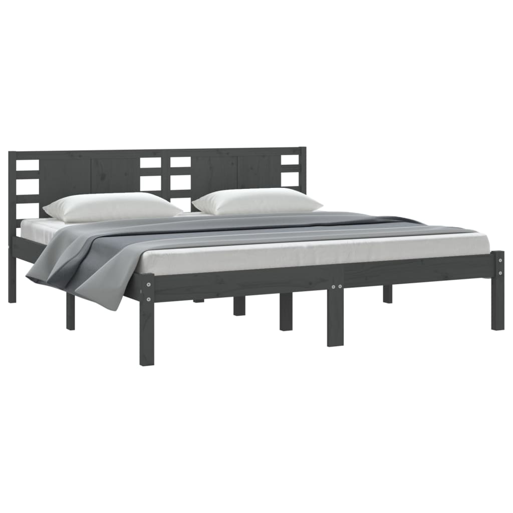 Okvir za krevet od masivne borovine sivi 200 x 200 cm
