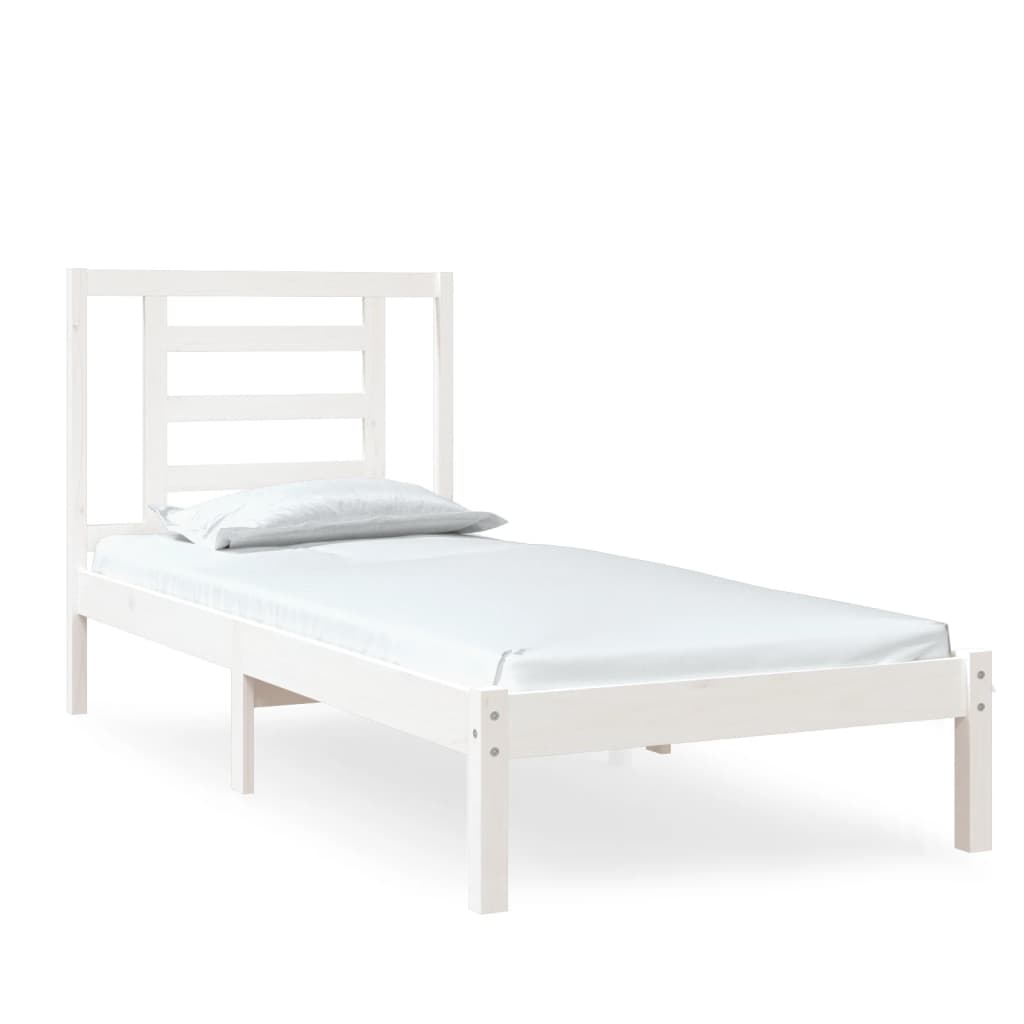 Okvir za krevet od masivnog drva bijeli 75 x 190 cm mali