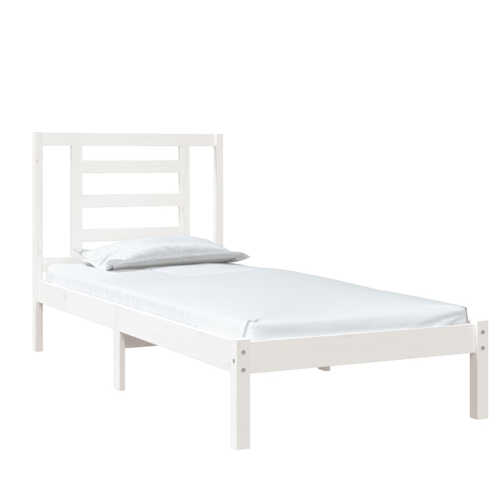 Okvir za krevet od masivnog drva bijeli 75 x 190 cm mali