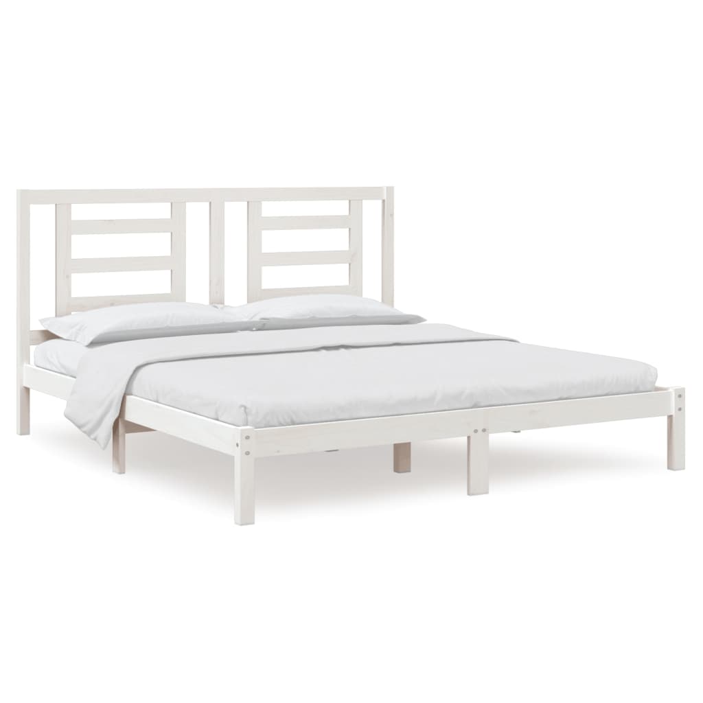 Okvir za krevet od masivnog drva bijeli 180 x 200 cm veliki