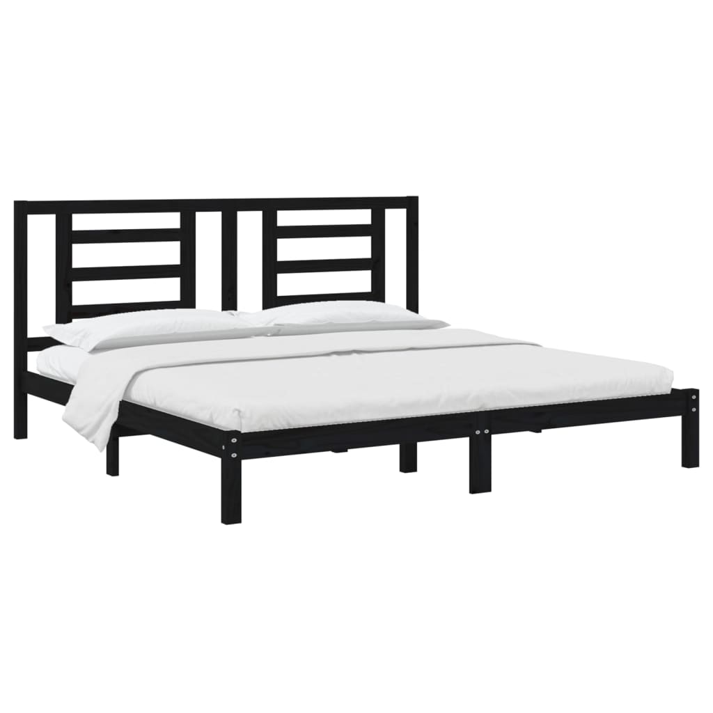 Okvir za krevet od masivne borovine crni 200 x 200 cm