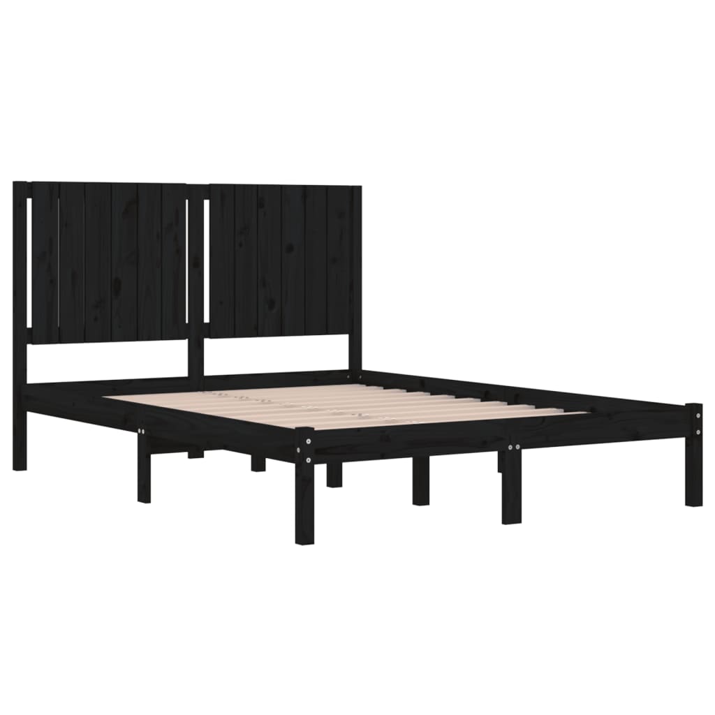 Okvir za krevet od masivne borovine crni 140 x 190 cm