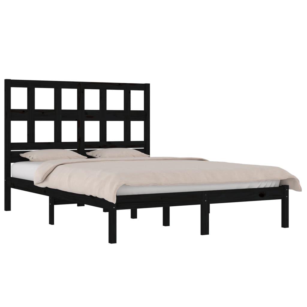 Okvir za krevet od masivne borovine crni 140 x 190 cm