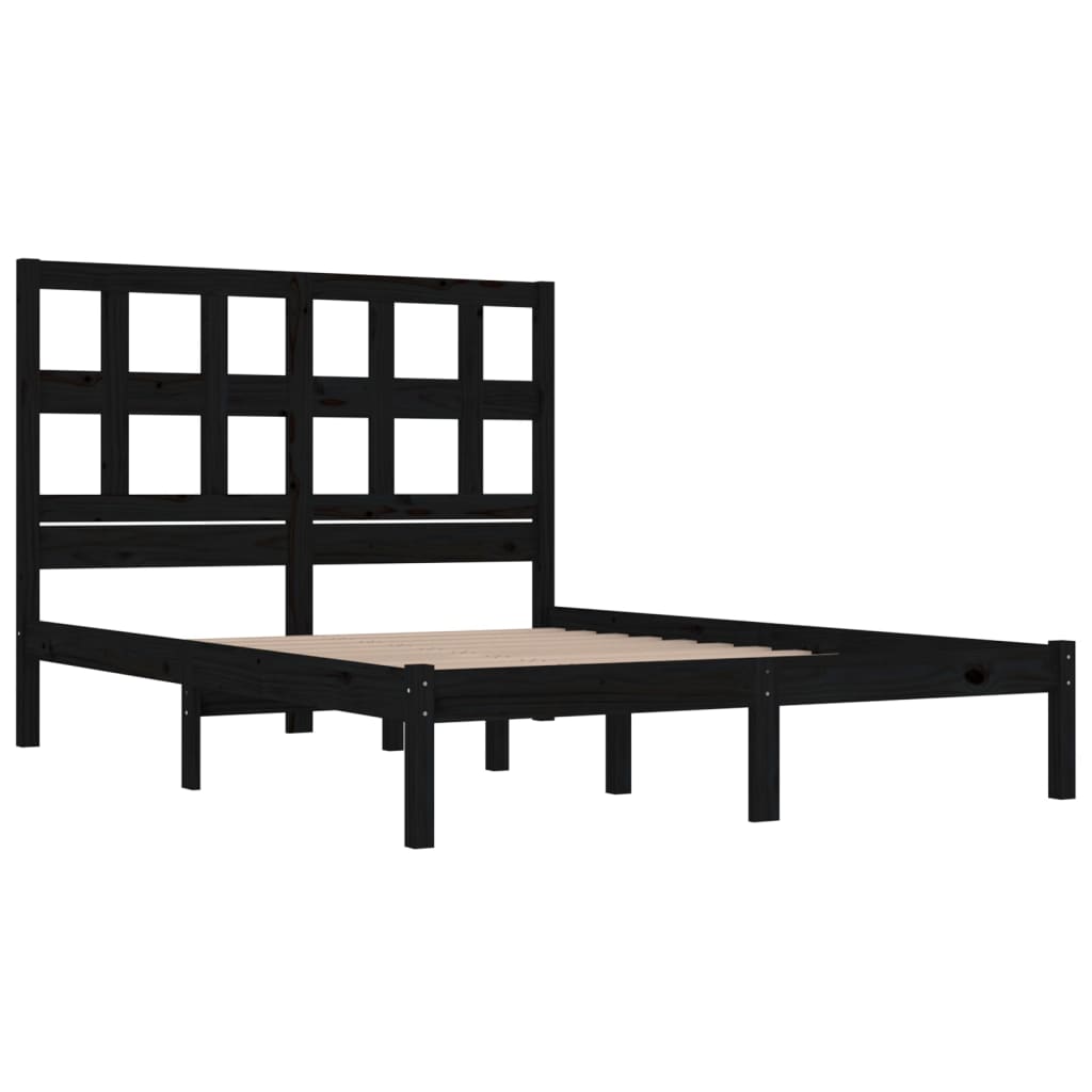 Okvir za krevet od masivne borovine crni 140 x 190 cm