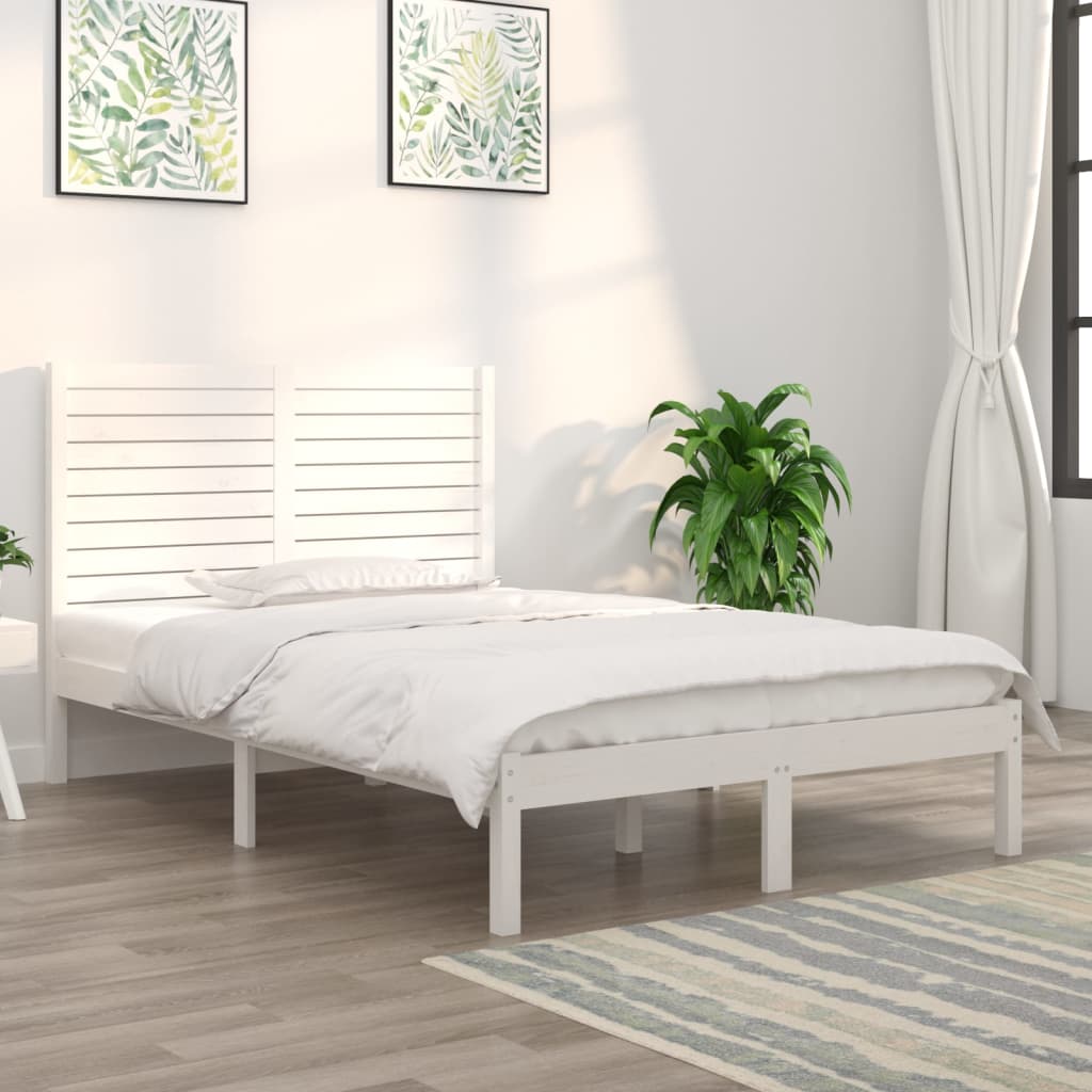 Okvir za krevet od masivnog drva bijeli 135x190 cm bračni