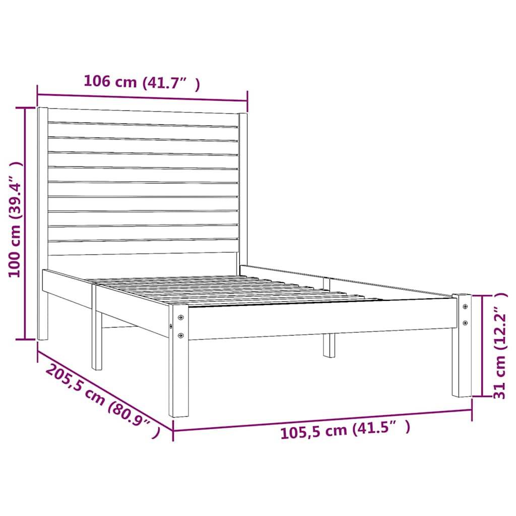 Okvir za krevet od masivnog drva 100 x 200 cm