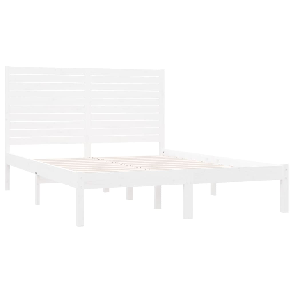 Okvir za krevet od masivne borovine bijeli 120 x 200 cm