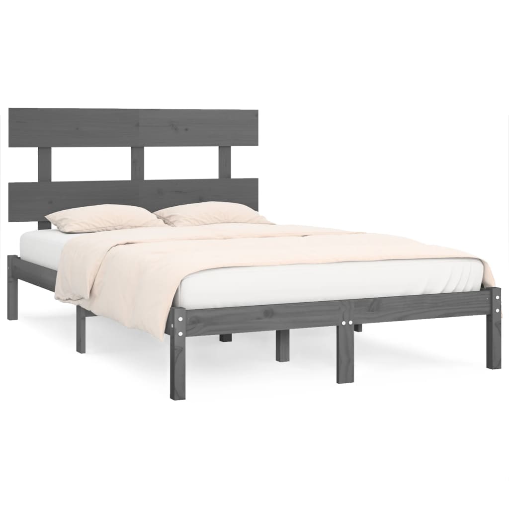 Okvir za krevet od masivne borovine sivi 200 x 200 cm