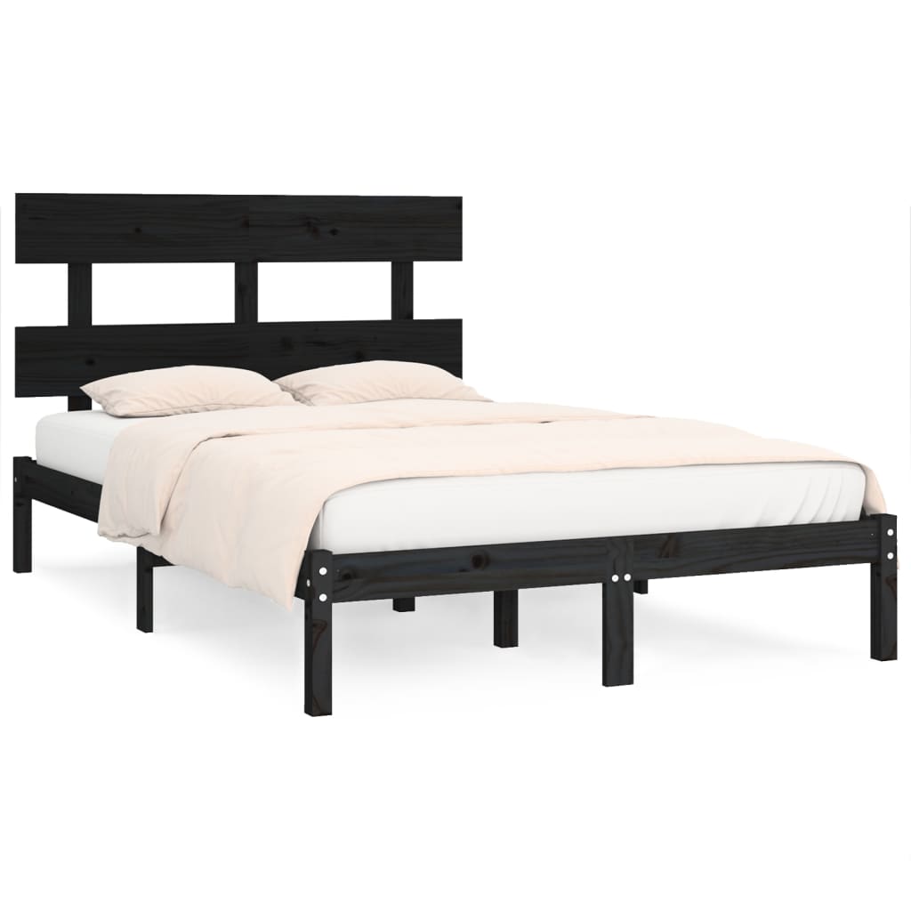 Okvir za krevet od masivne borovine crni 200 x 200 cm
