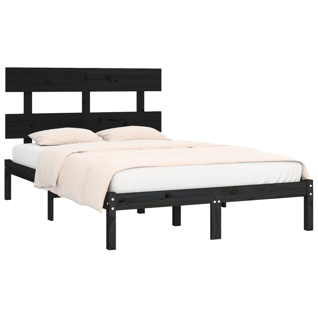 Okvir za krevet od masivne borovine crni 200 x 200 cm