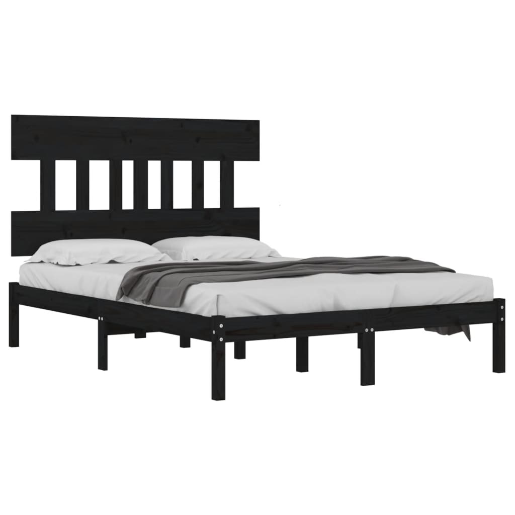 Okvir za krevet od masivne borovine crni 200 x 200 cm