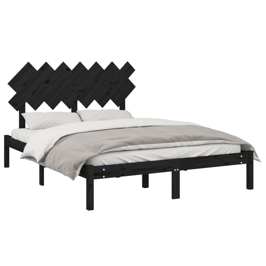 Okvir za krevet crni 140x190 cm od masivnog drva