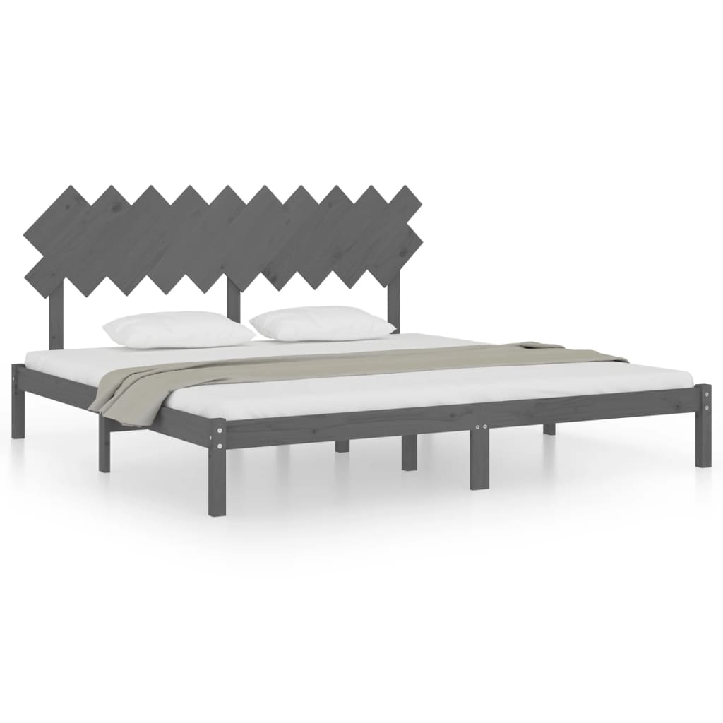 Okvir za krevet sivi 200 x 200 cm od masivne borovine