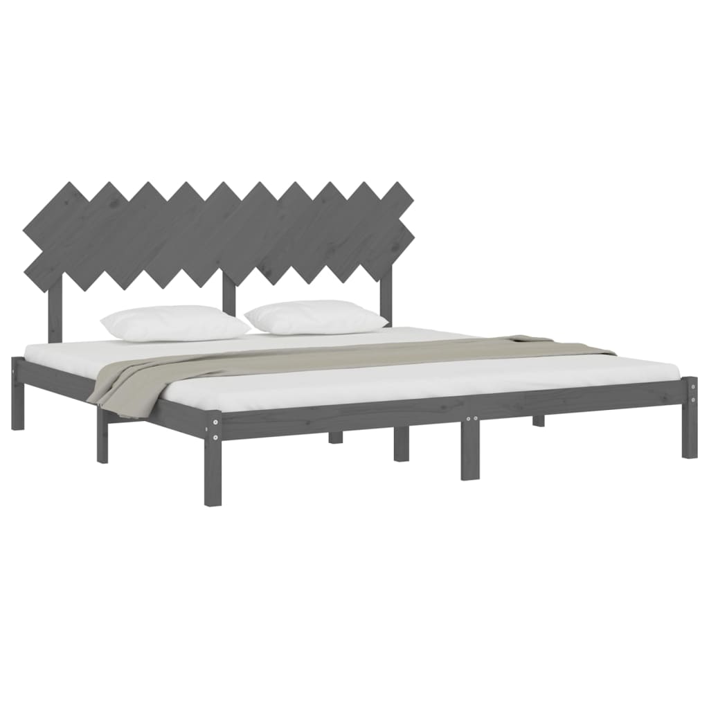 Okvir za krevet sivi 200 x 200 cm od masivne borovine