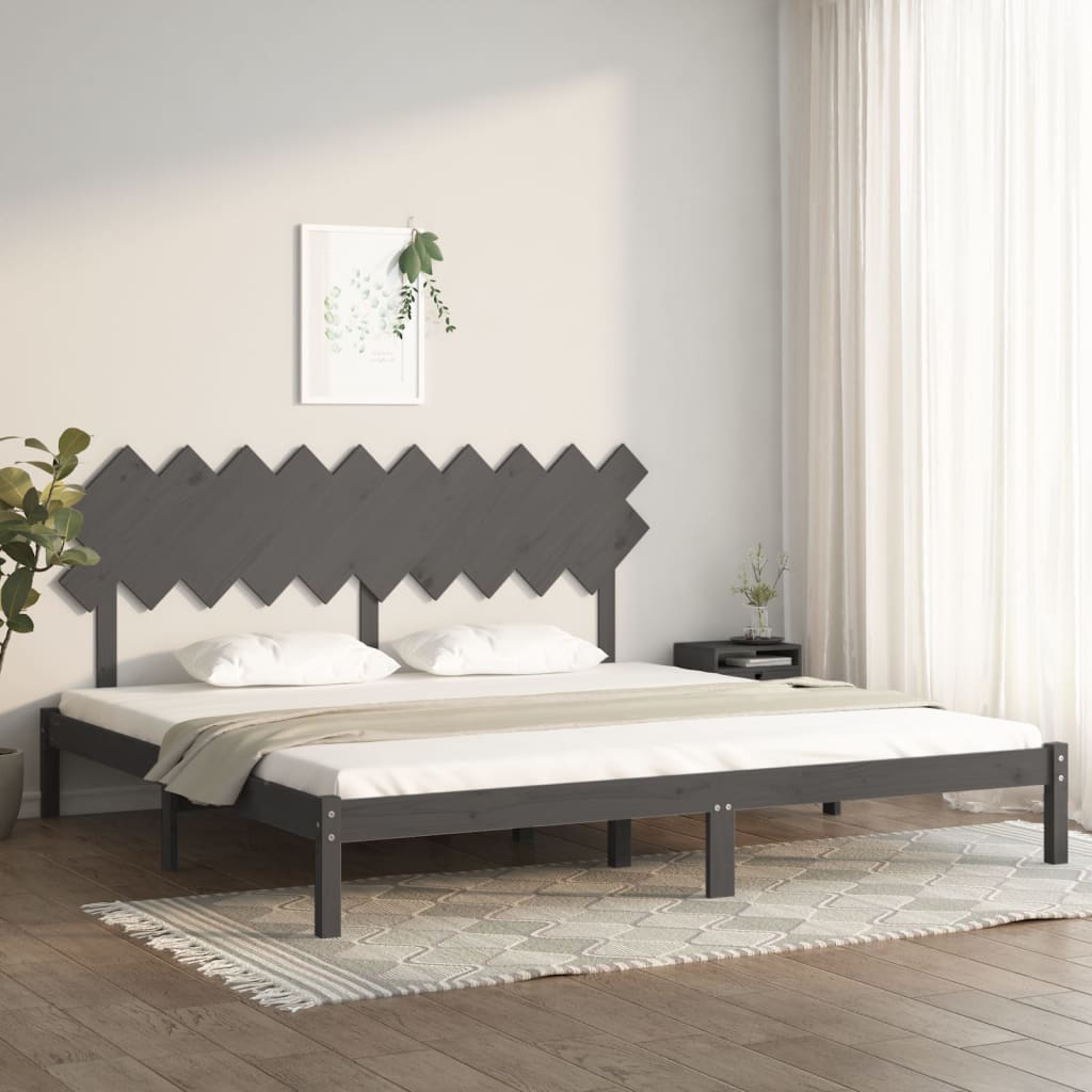 Okvir za krevet sivi 200 x 200 cm od masivne borovine