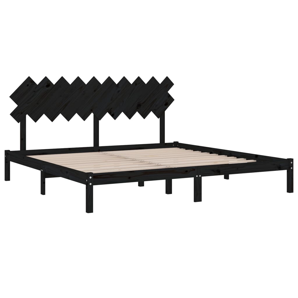 Okvir za krevet crni 200 x 200 cm od masivne borovine