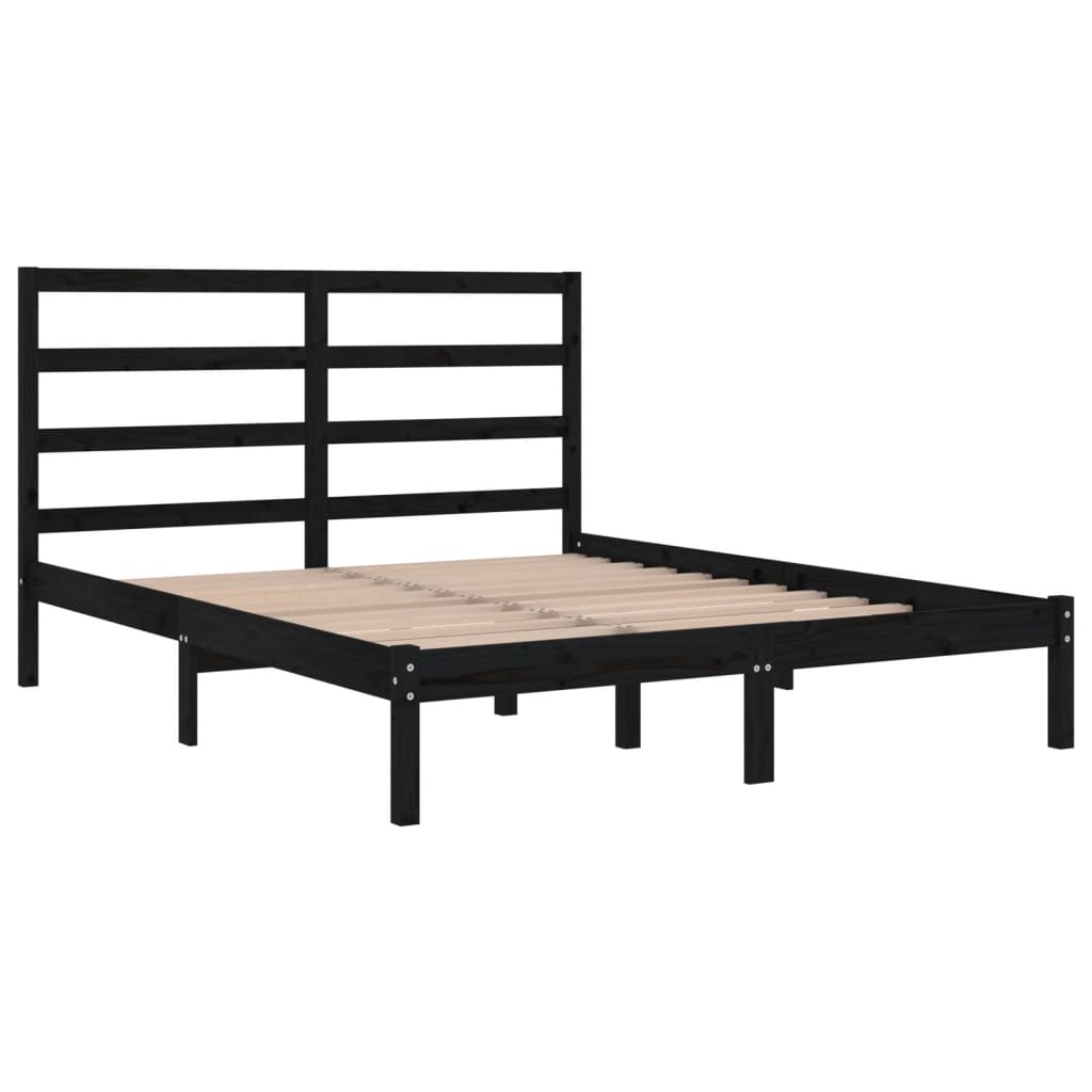 Okvir za krevet od masivne borovine crni 140 x 190 cm