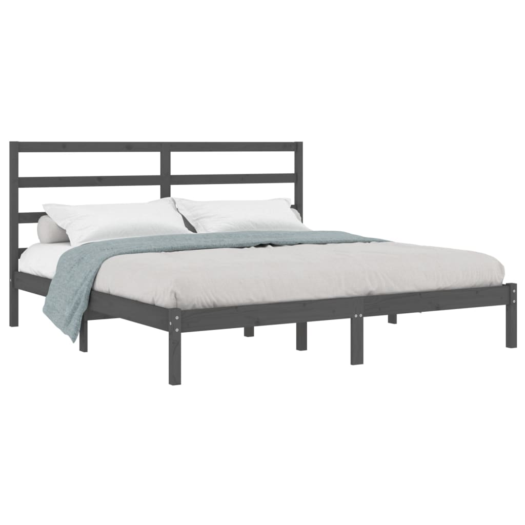 Okvir za krevet od masivne borovine sivi 200 x 200 cm