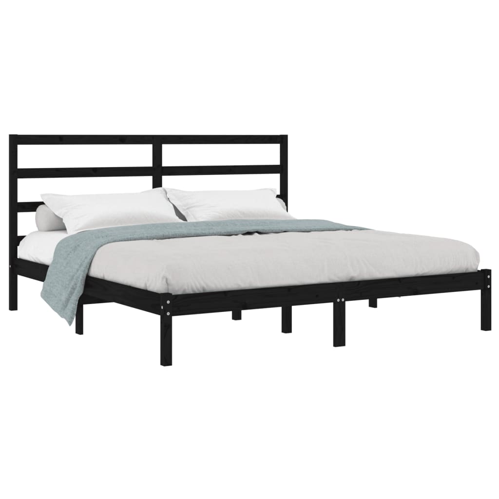 Okvir za krevet od masivne borovine crni 200 x 200 cm