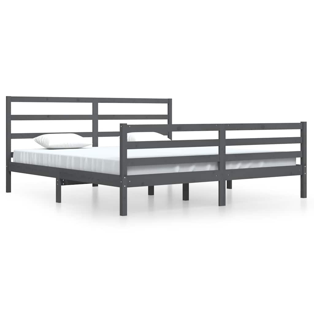 Okvir za krevet od masivne borovine sivi 200 x 200 cm