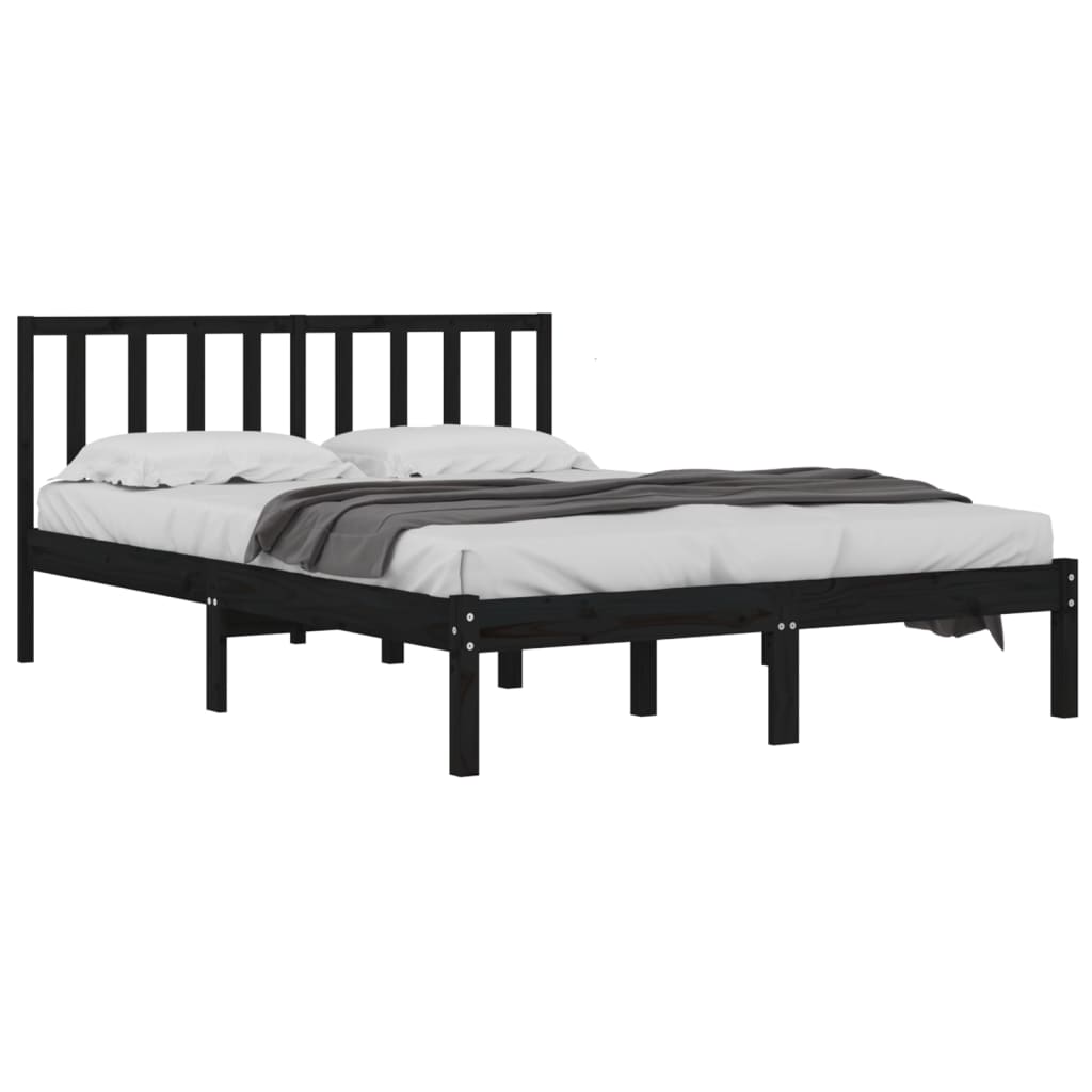 Okvir za krevet od masivne borovine crni 140 x 190 cm