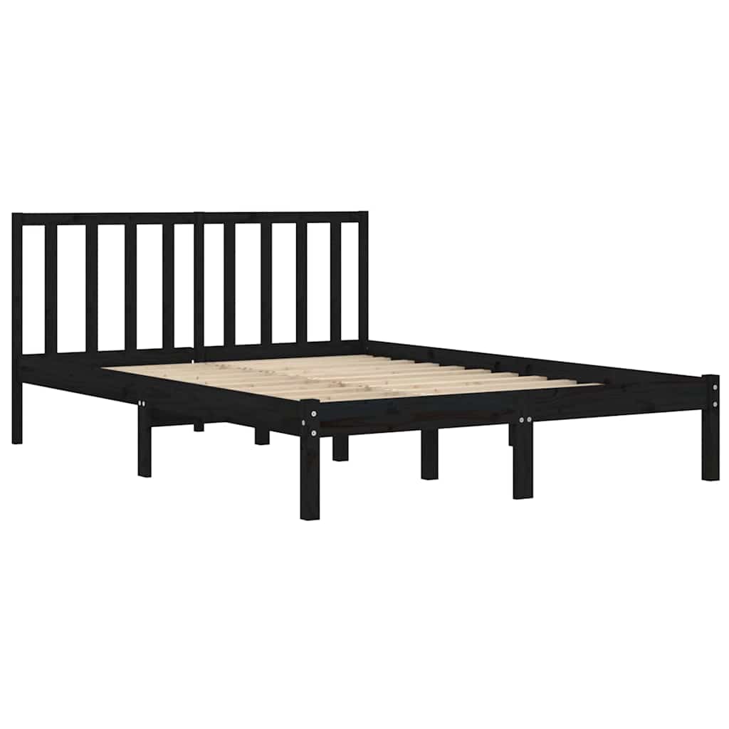 Okvir za krevet od masivne borovine crni 140 x 190 cm