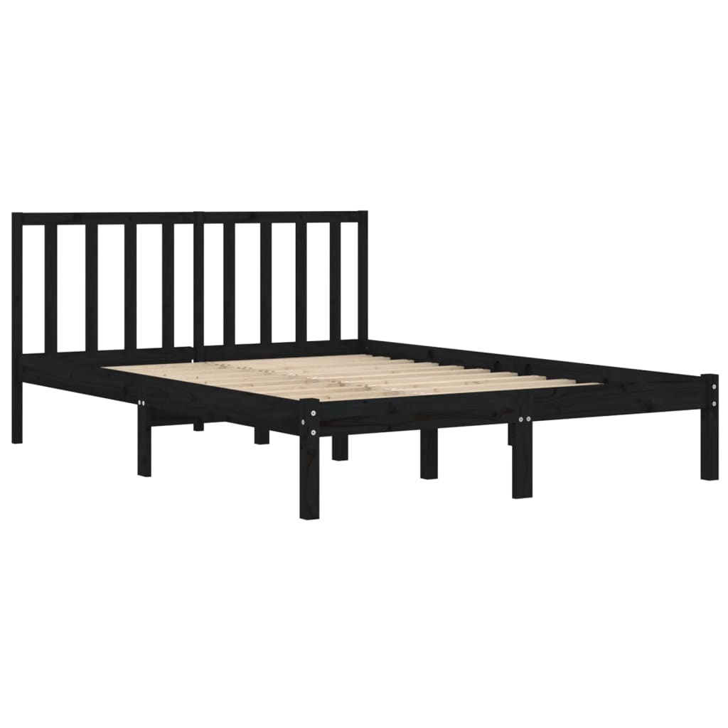 Okvir za krevet od masivne borovine crni 200 x 200 cm