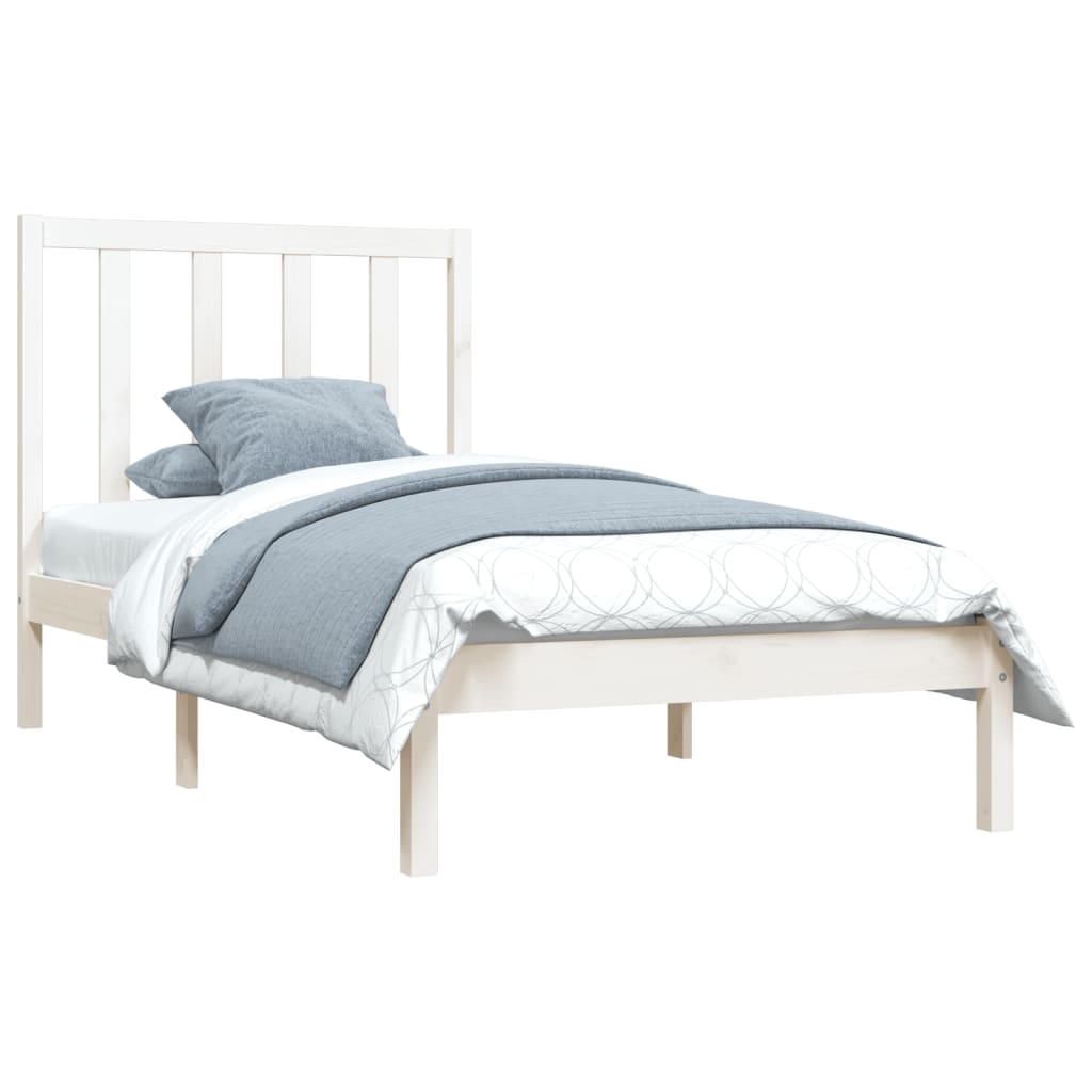 Okvir za krevet od borovine bijeli 75x190 cm jednokrevetni