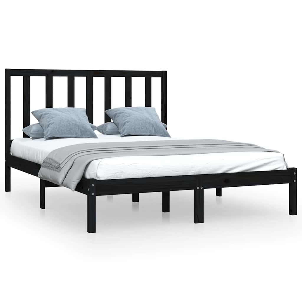 Okvir za krevet od masivne borovine crni 140 x 190 cm
