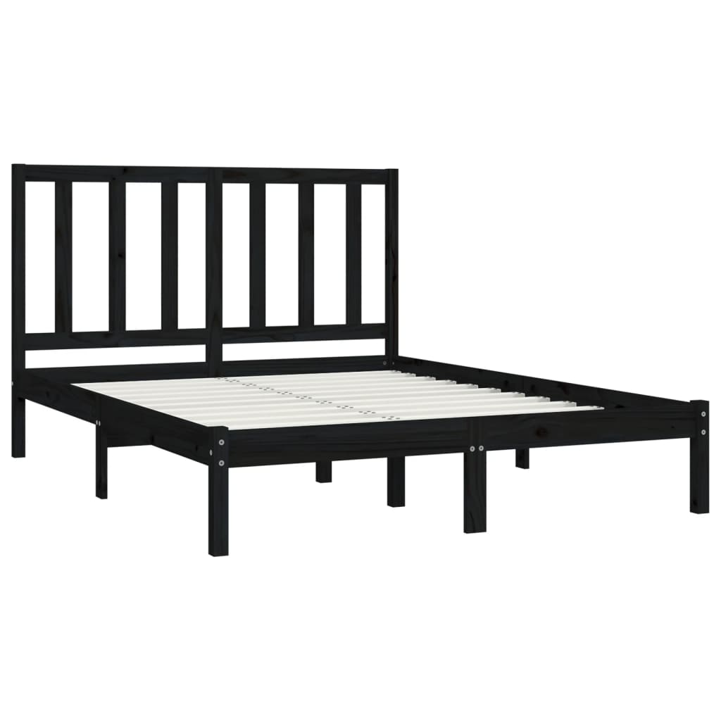 Okvir za krevet od masivne borovine crni 140 x 190 cm
