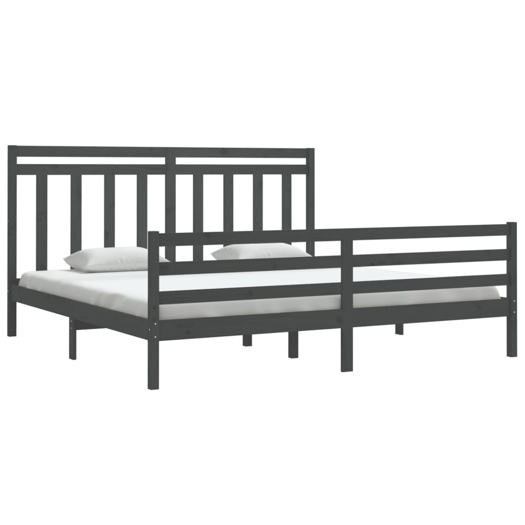 Okvir za krevet od masivnog drva sivi 200 x 200 cm