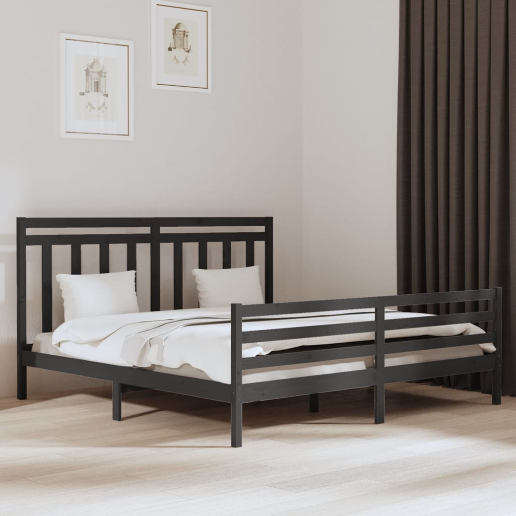Okvir za krevet od masivnog drva sivi 200 x 200 cm