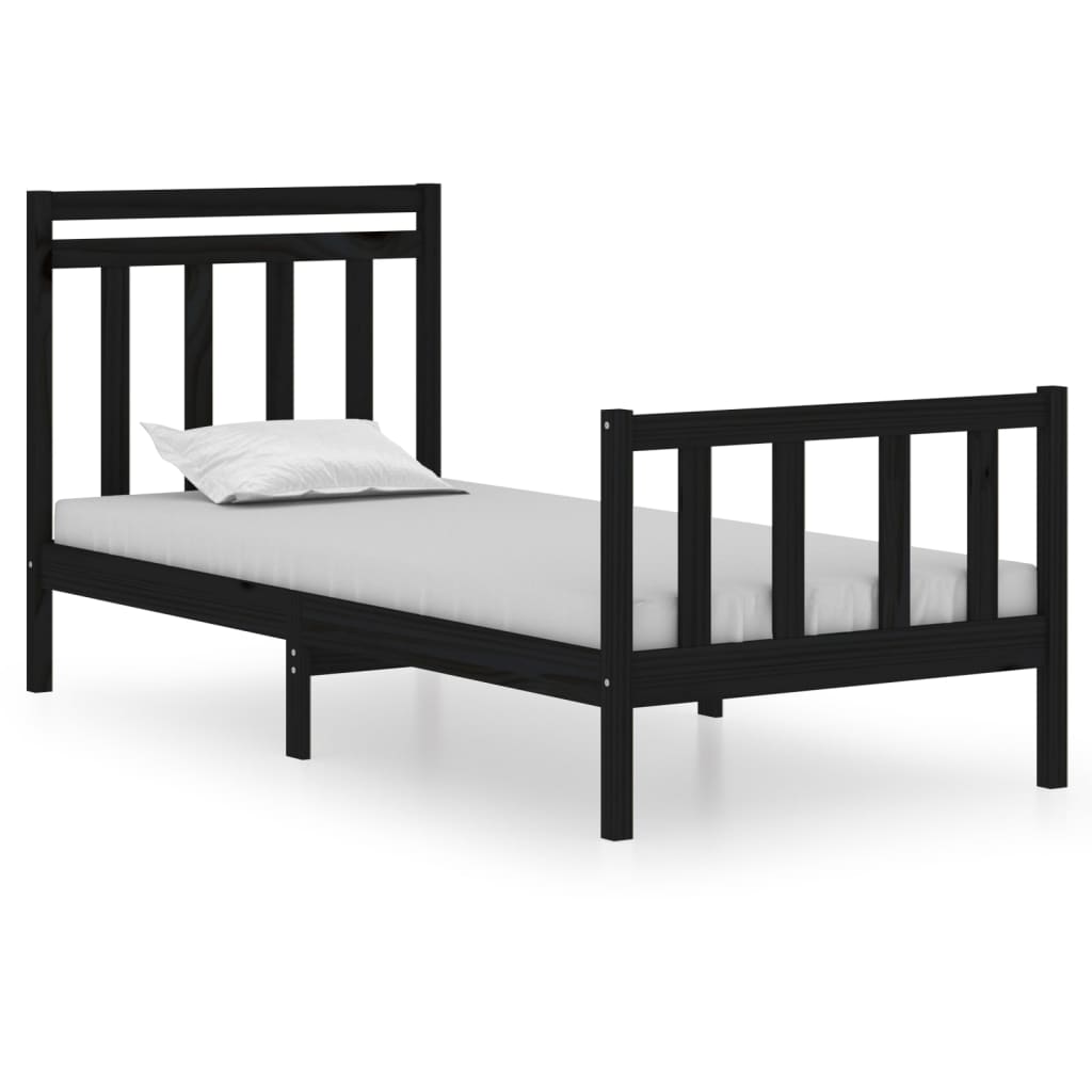 Okvir za krevet od masivnog drva crni 75 x 190 cm mali