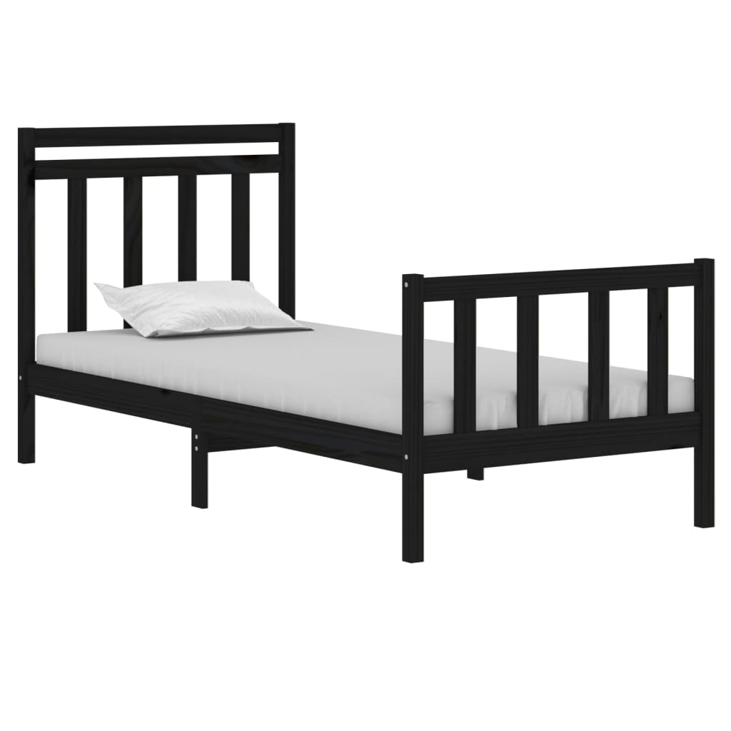 Okvir za krevet od masivnog drva crni 75 x 190 cm mali