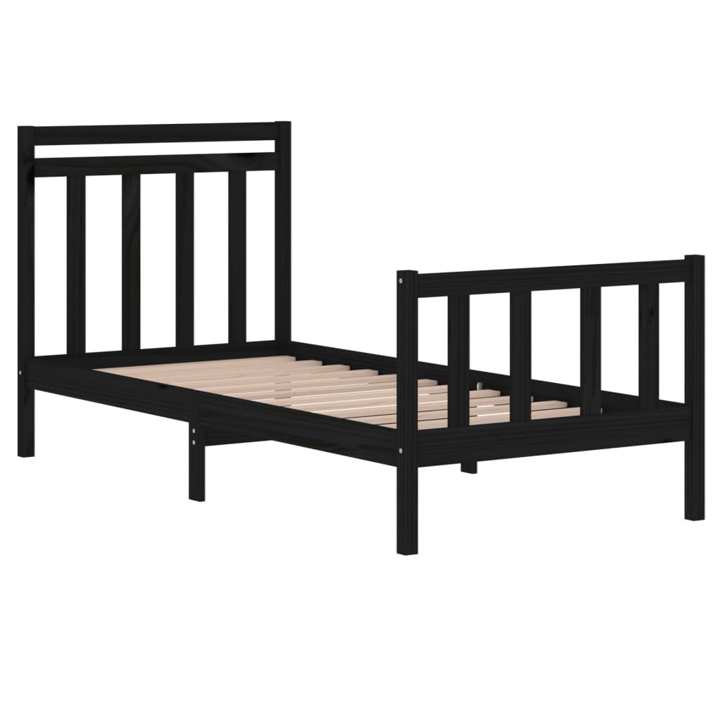 Okvir za krevet od masivnog drva crni 75 x 190 cm mali
