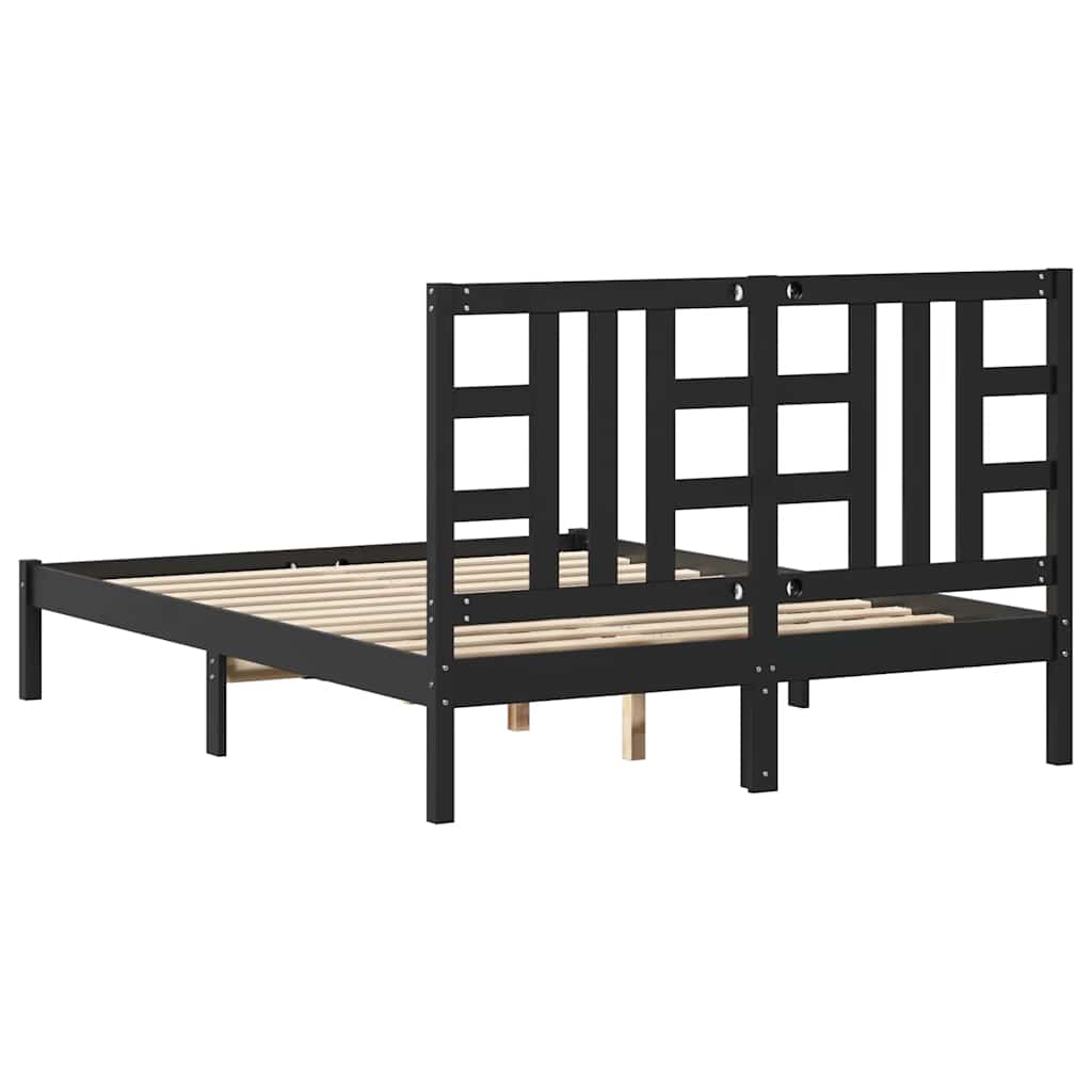 Okvir za krevet od masivnog drva crni 140 x 190 cm