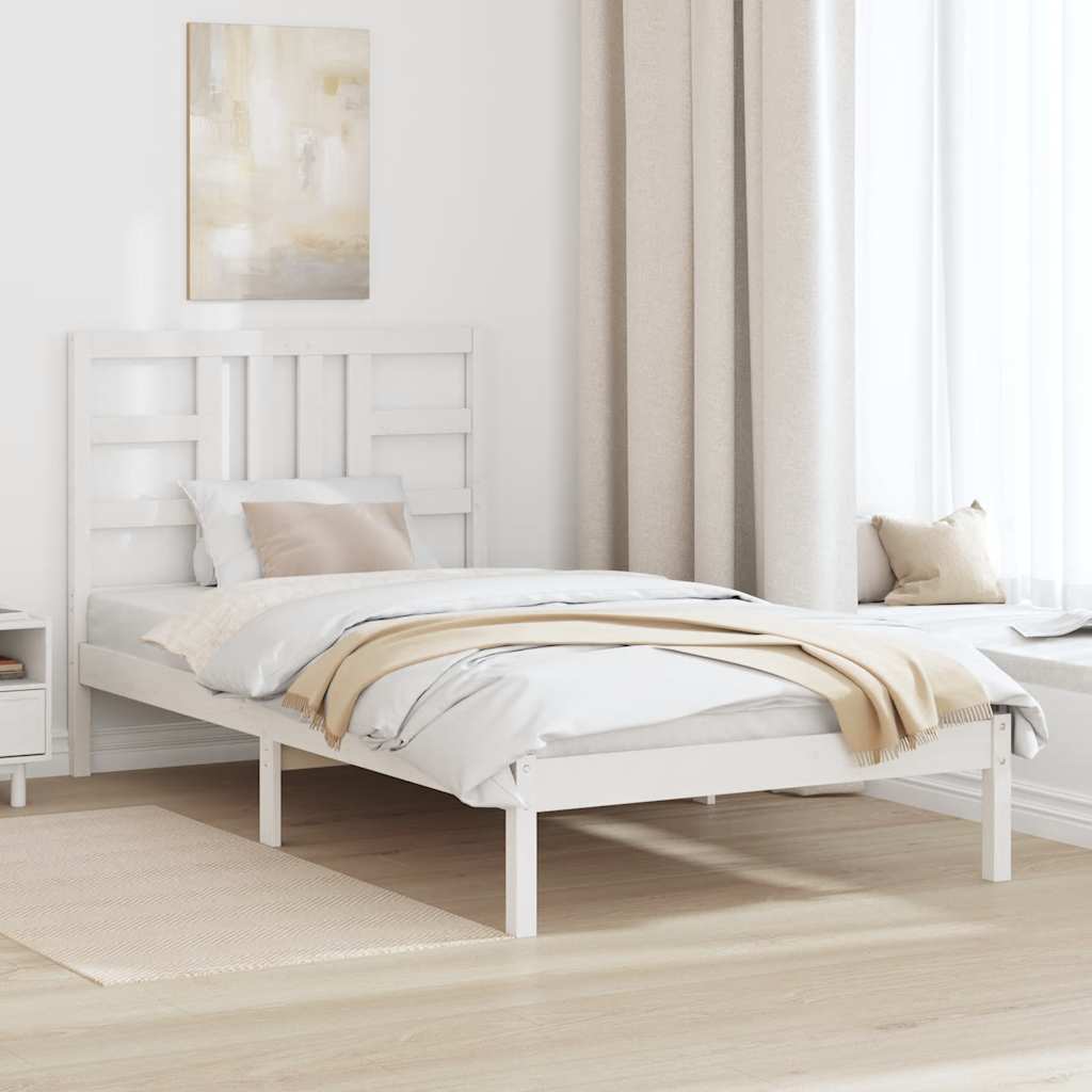 Okvir za krevet od masivnog drva bijeli 100 x 200 cm