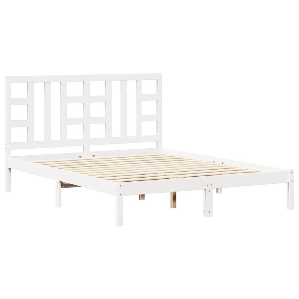Okvir za krevet od masivne borovine bijeli 150 x 200 cm king
