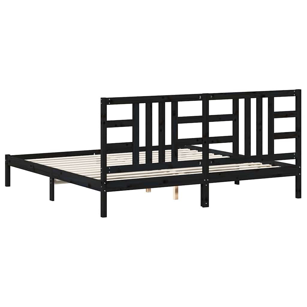 Okvir za krevet od masivne borovine crni 200 x 200 cm