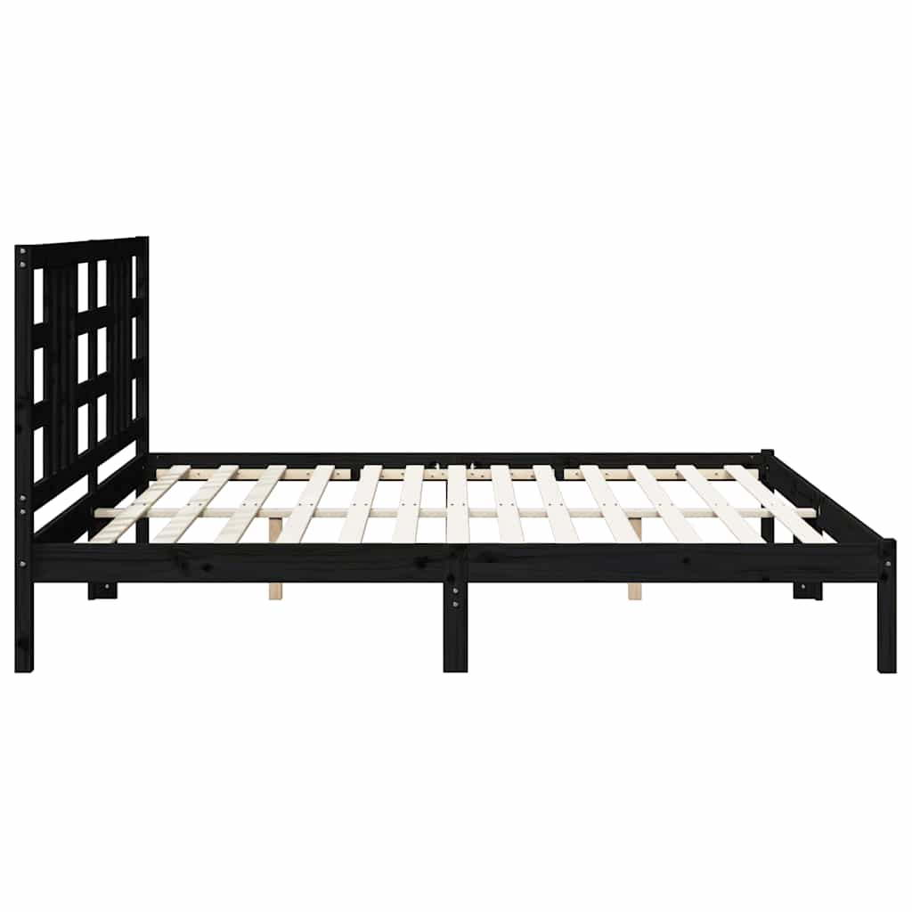 Okvir za krevet od masivne borovine crni 200 x 200 cm