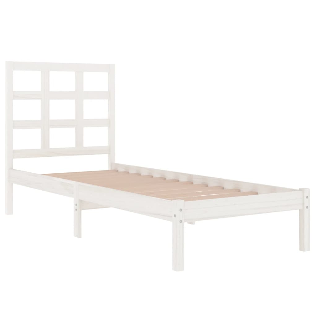 Okvir za krevet od masivnog drva bijeli 75 x 190 cm mali