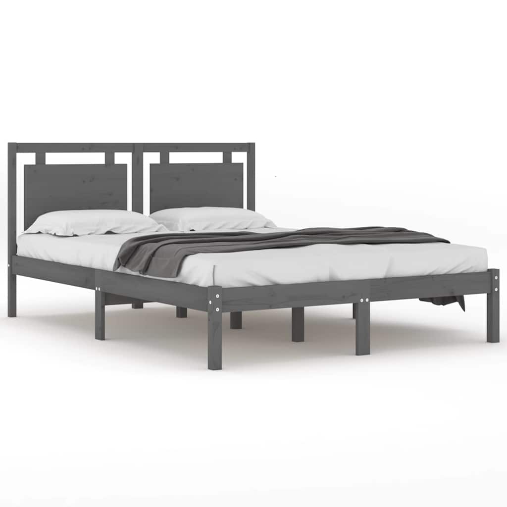 Okvir za krevet od masivne borovine sivi 200 x 200 cm
