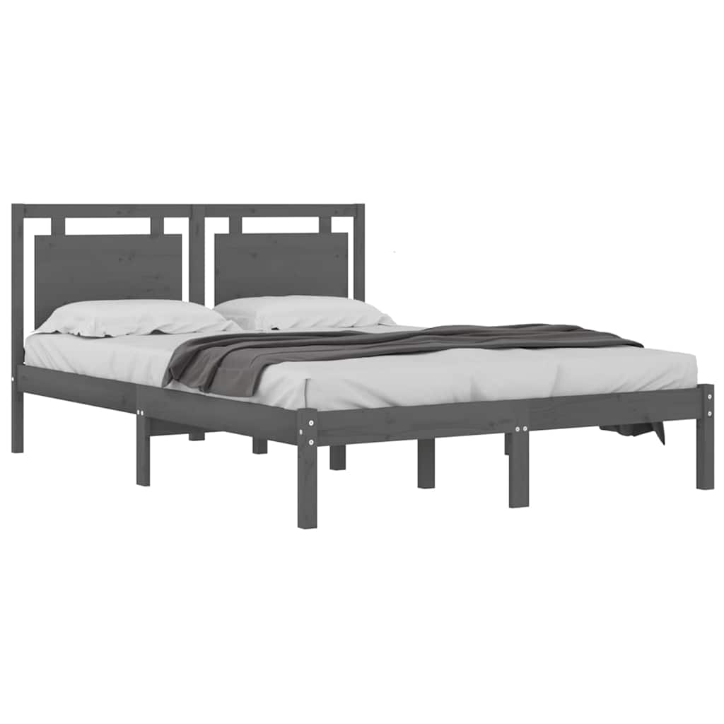Okvir za krevet od masivne borovine sivi 200 x 200 cm