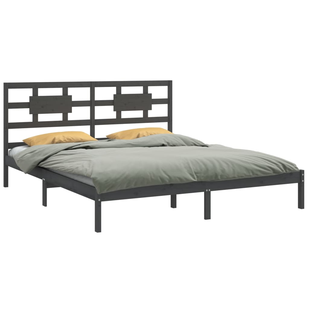 Okvir za krevet od masivne borovine sivi 200 x 200 cm