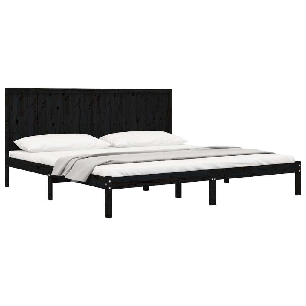 Okvir za krevet od masivne borovine crni 200 x 200 cm