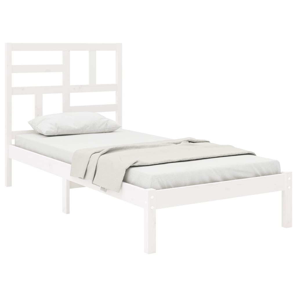 Okvir za krevet od masivnog drva bijeli 75 x 190 cm mali