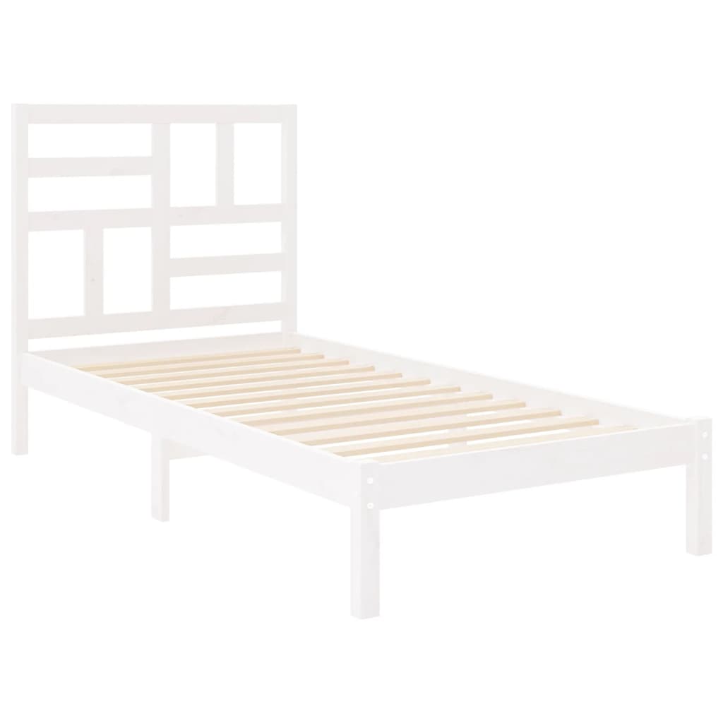 Okvir za krevet od masivnog drva bijeli 100 x 200 cm