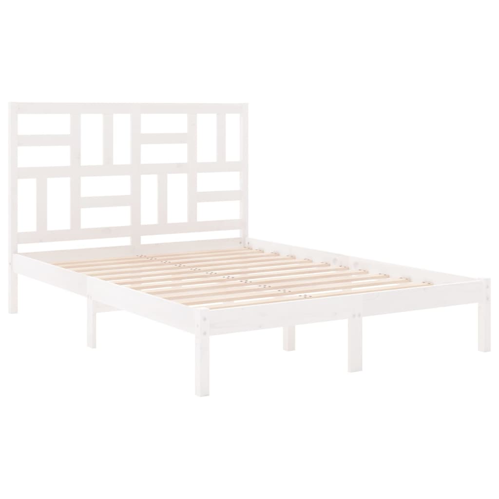Okvir za krevet od masivne borovine bijeli 120 x 200 cm