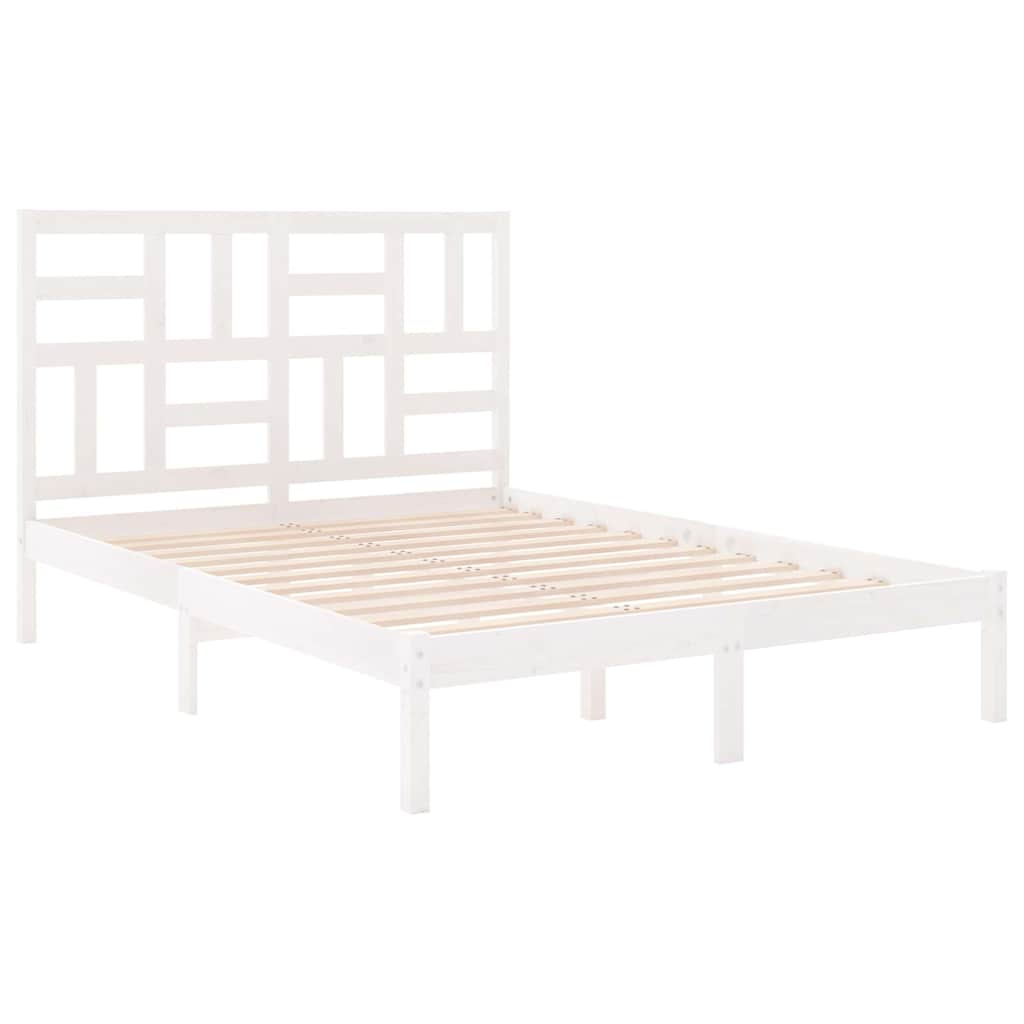 Okvir za krevet od masivne borovine bijeli 120 x 200 cm